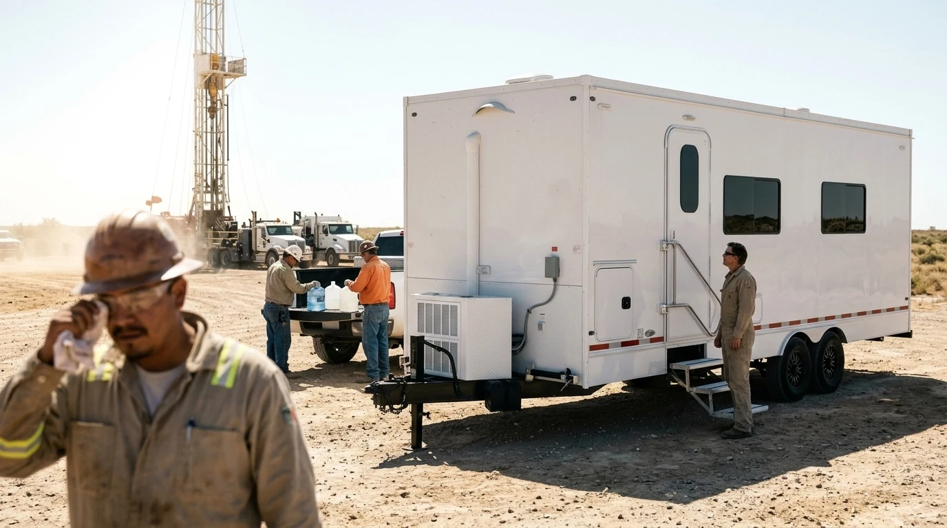 Cooling trailer at an oil and energy field site